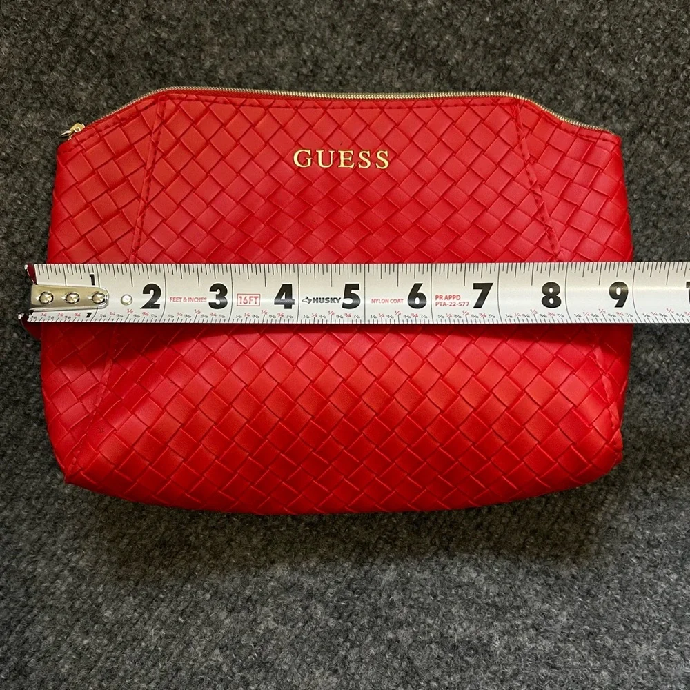 Guess Red Woven Cosmetic Travel Bag